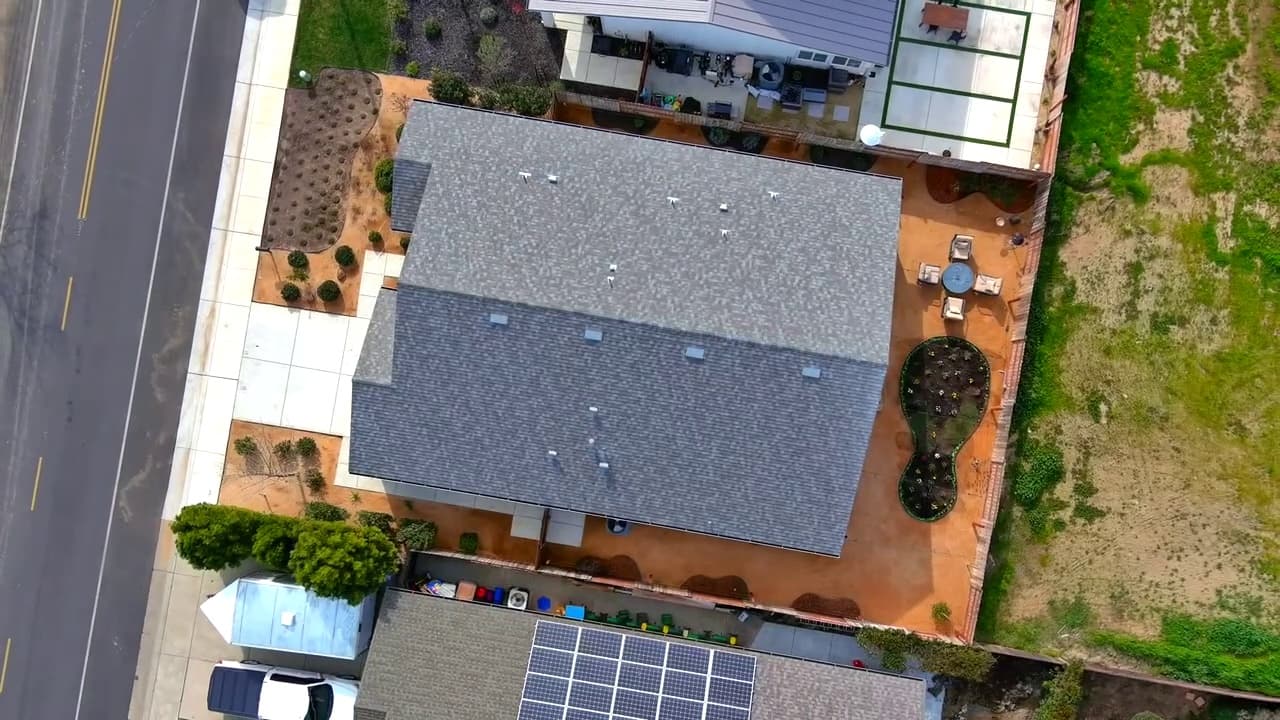 Bird's eye overhead view of new construction property and landscaping in Winters CA — Keystone Building Services