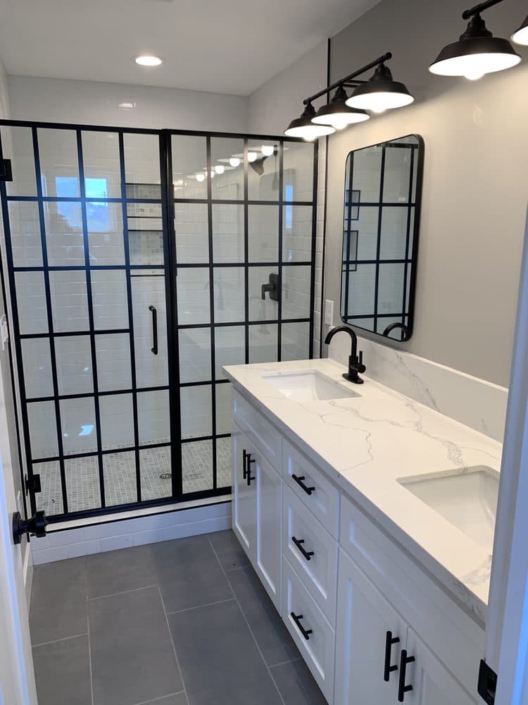 Black Frame Shower Bathroom in Sacramento, CA — Keystone Building Services